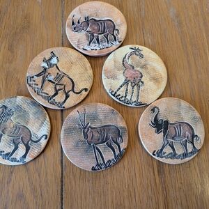African Animal Coasters Set. Pre Owned